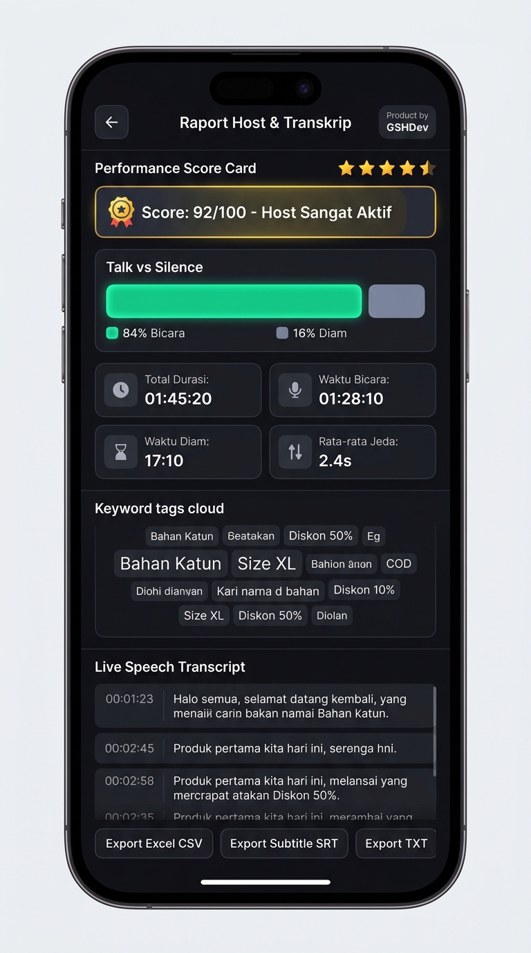 Layar Raport & Analitik Host