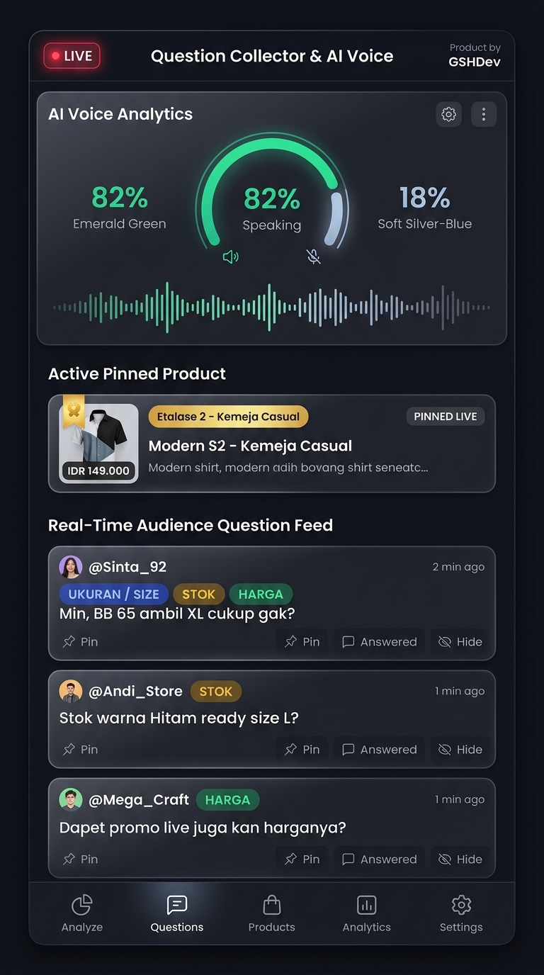 Layar Dashboard Utama GSH Live Pro